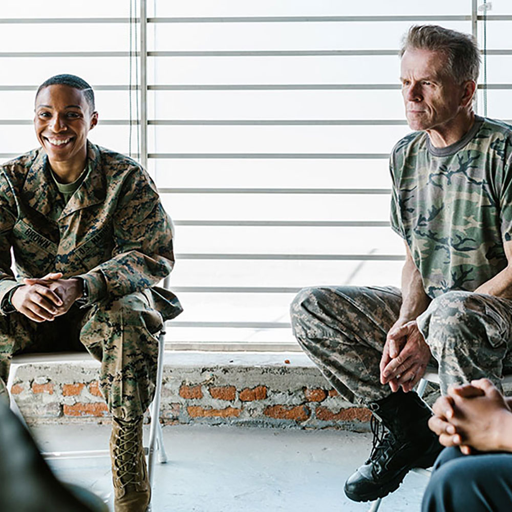 Veterans in group therapy session