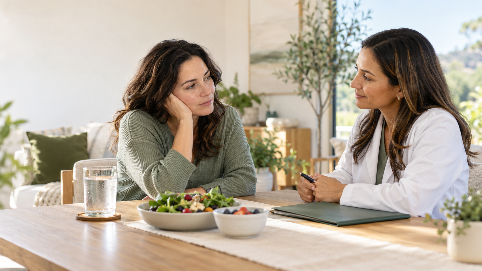 Adult discussing fatigue and alcohol use with a healthcare professional