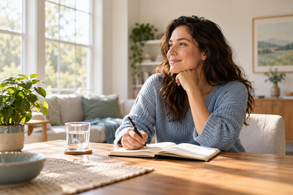 Woman journaling as a healthy coping strategy for OCD and addiction